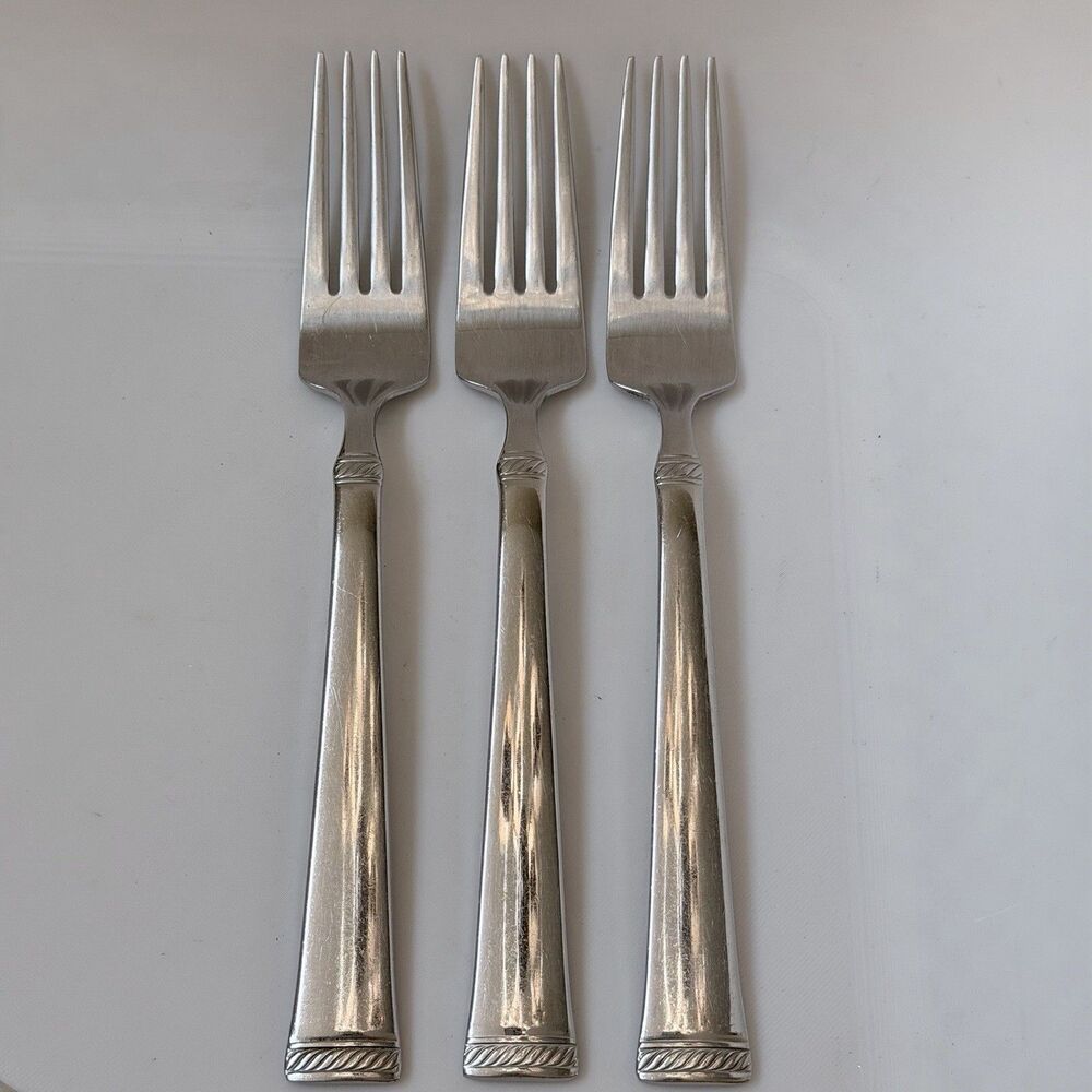 Mikasa Rope 3pc Salad Forks 7 5/8 in Stainless 18/10 Rope Band Tip & Heel